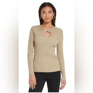 Calvin Klein Women's Tan Ribbed Top NWT Sz L  Taupe
